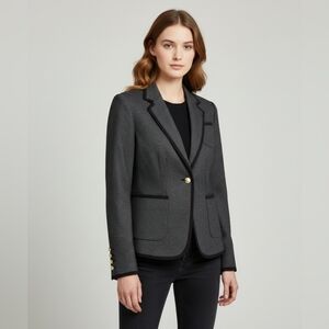 Lord & Taylor Blazer Grey 4 Gold Buttons Preppy Dark Academic Career Classic